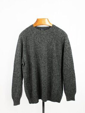 BLUMARINE UOMO Heather Black Grey Wool Blend Knit Crew Neck Sweater, Size XXL